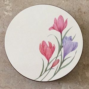 Vintage Cork Coasters “Spring Crocus” 6 pcs